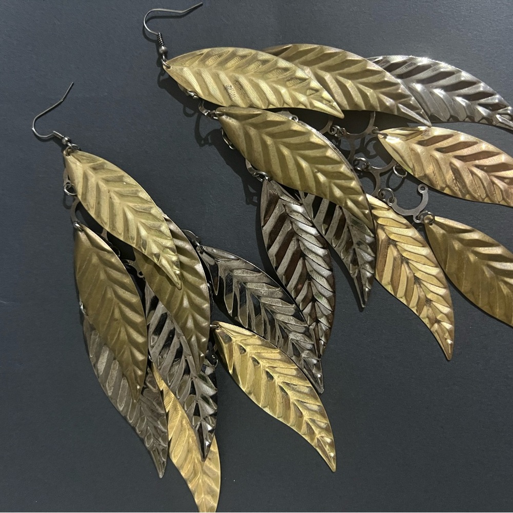 Elegant Gold and Silver Leaf Earrings
